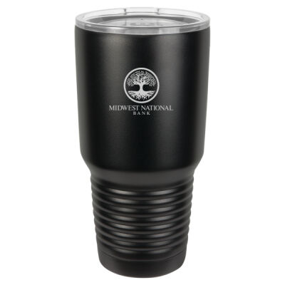 Midwest Bank - Polar Camel 30 oz. Coral Ringneck Vacuum Insulated Tumbler w/Lid & Silver Ring  Thumbnail